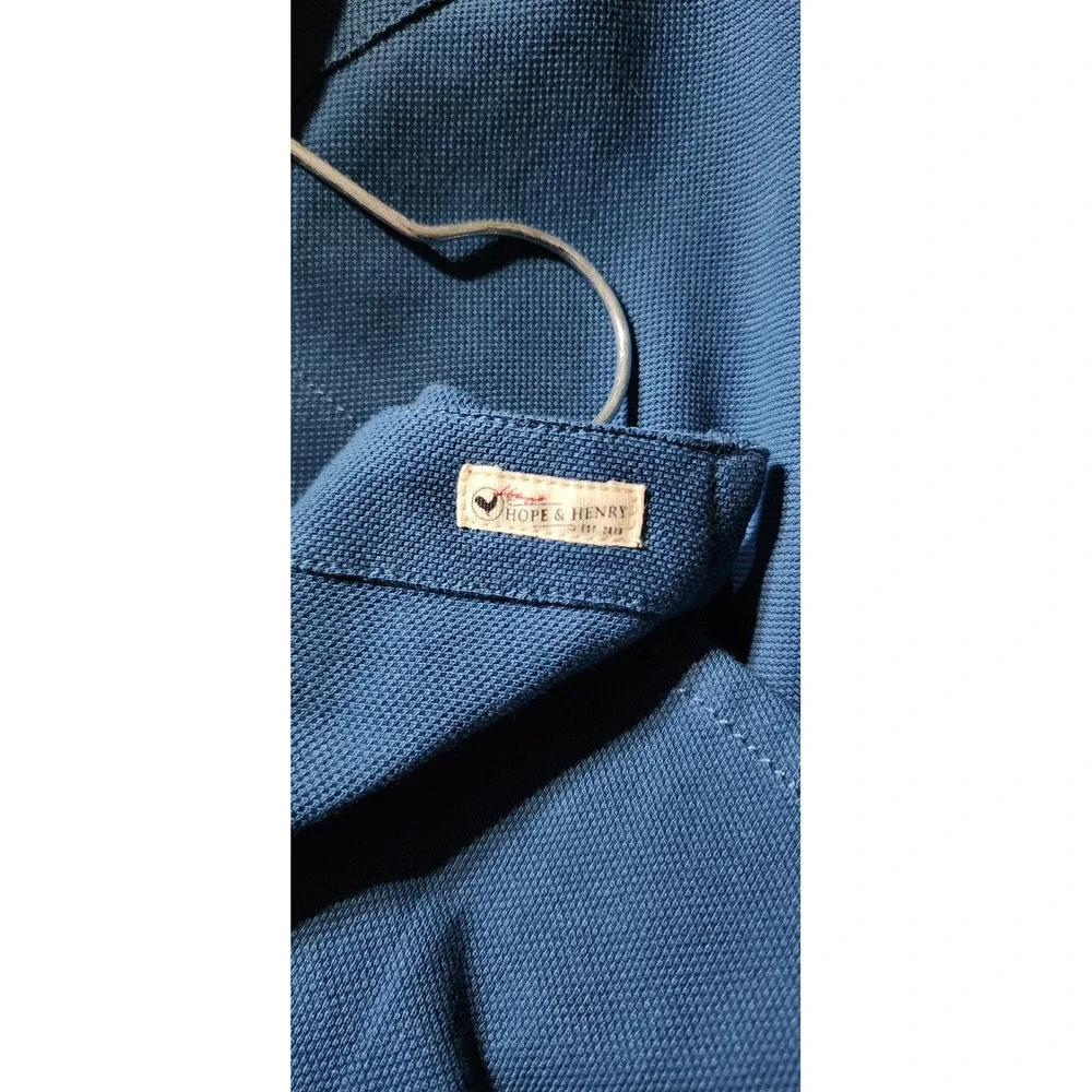 Hope&Henry Mens Long Sleeve Button Up Shirt Blue Size Large 100% Organic Cotton